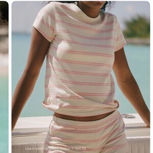 Parke Pink and Cream Striped Tee